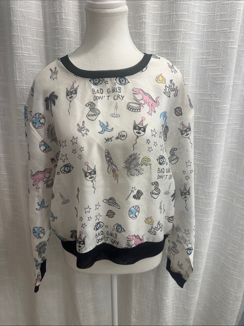 Re Named Bad Girls Don’t Cry sweatshirt Sheer L